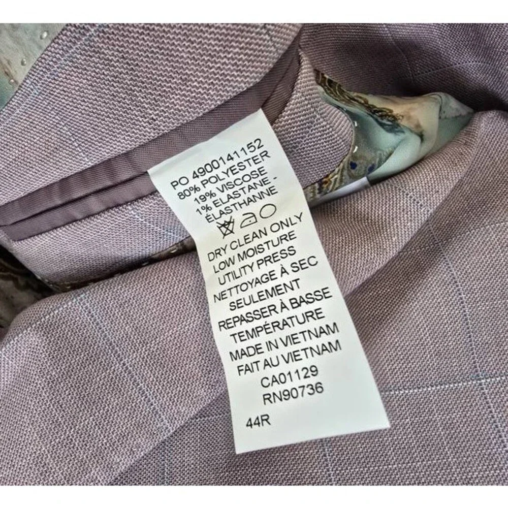Tayion Collection Regular-Fit Suit Jacket Men's 44R Pink Button Closure L/S
